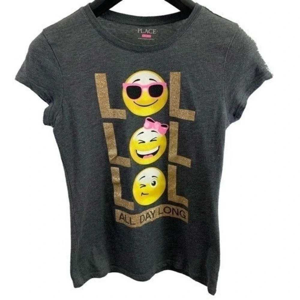 The Children's Place Girls 10/12 LOL All Day Long Graphic T-Shirt Grey Casual‎